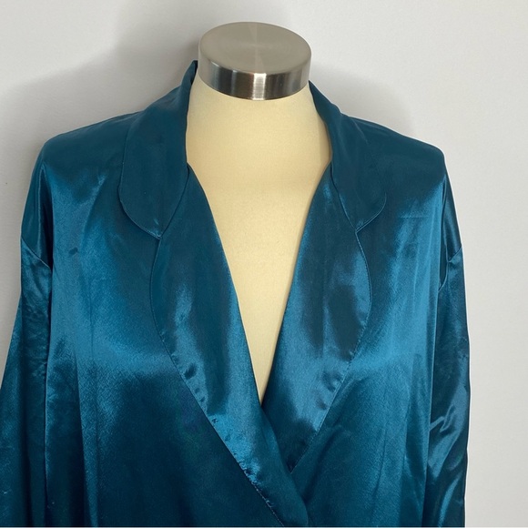 Victoria's Secet Gold Label Vintage Teal Double Breasted Long Sleeve Nightgown - Picture 3 of 11
